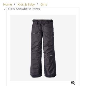 Patagonia Girls Snowbelle Pants- Size large (12) black